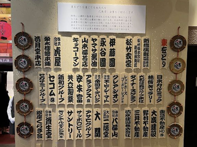 支援者の名前を江戸文字で招札に